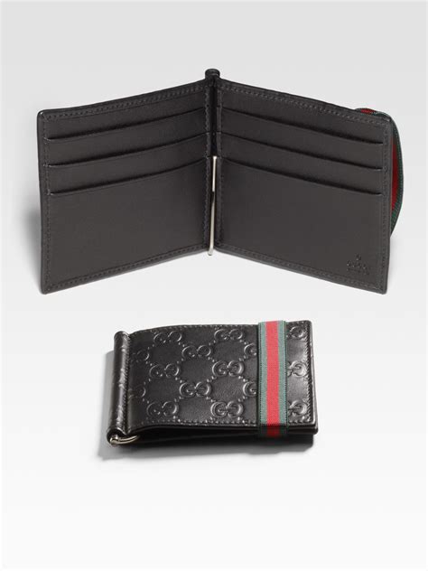 gucci cardholder mens black monogram|Gucci money clip wallet men's.